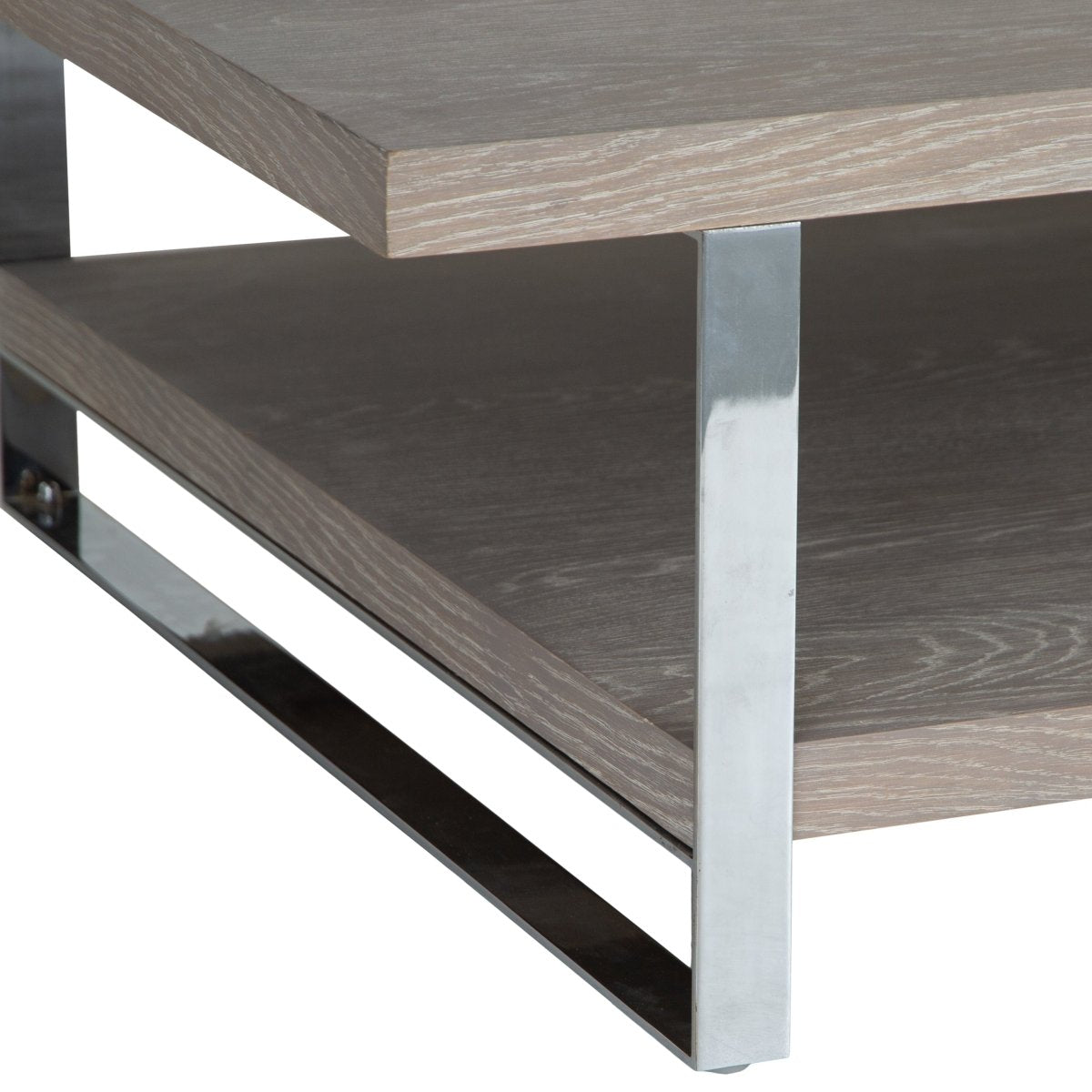 Milan Chrome &amp; Oak Large Coffee Table - The Furniture Warehouse