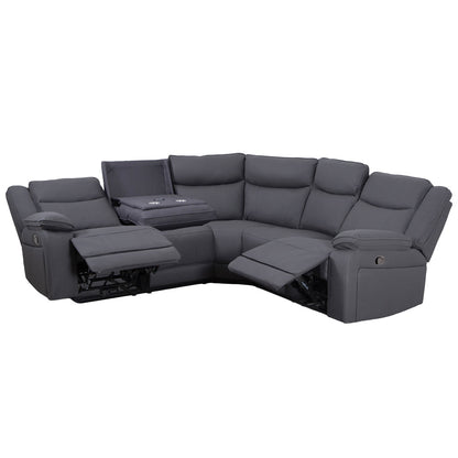 Milan Mocha Manual Corner Sofa with Console - The Furniture Warehouse
