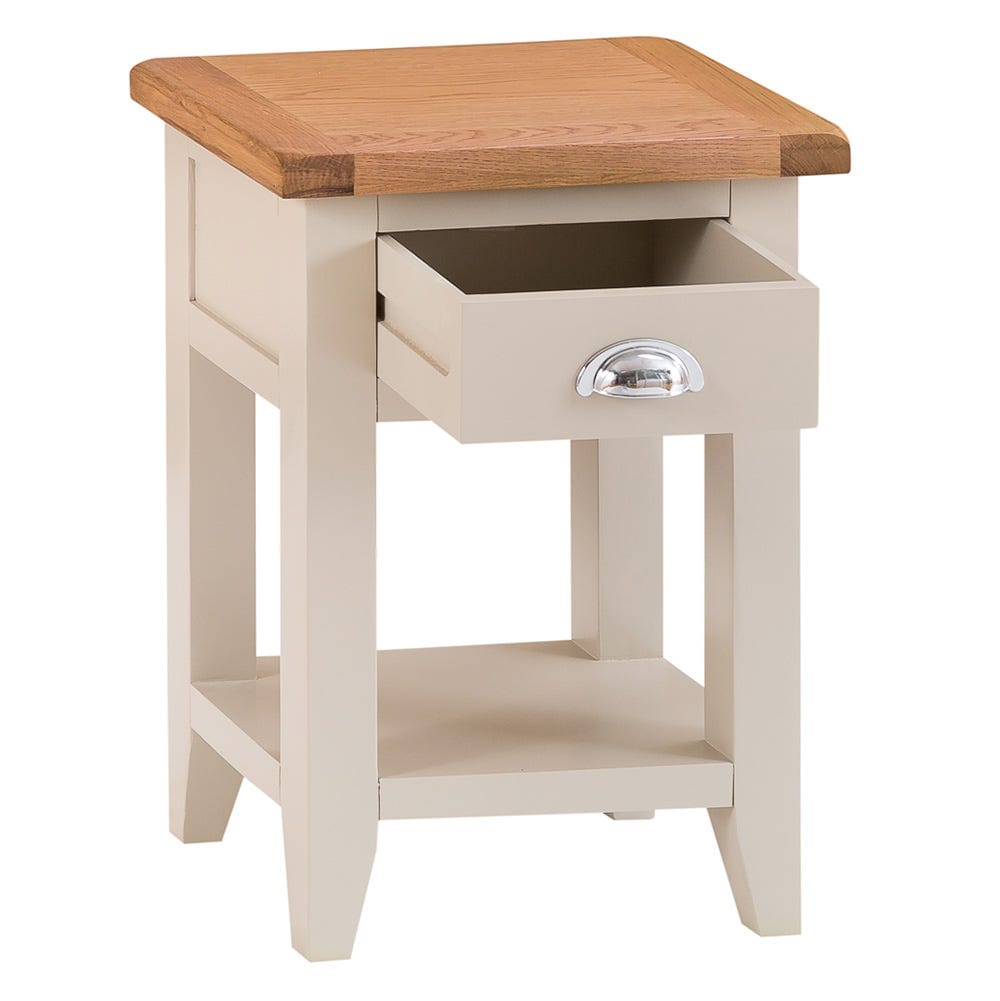 Chester Stone Painted Oak 1 Drawer Small Lamp Table