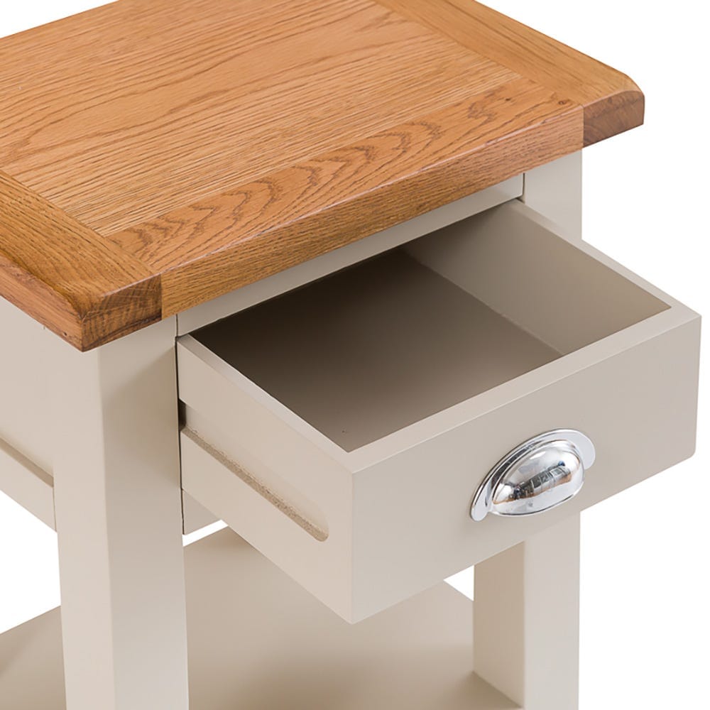 Chester Stone Painted Oak 1 Drawer Small Lamp Table