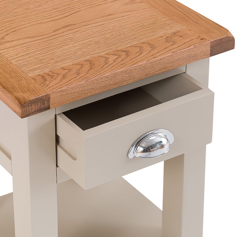 Chester Stone Painted Oak 1 Drawer Small Lamp Table