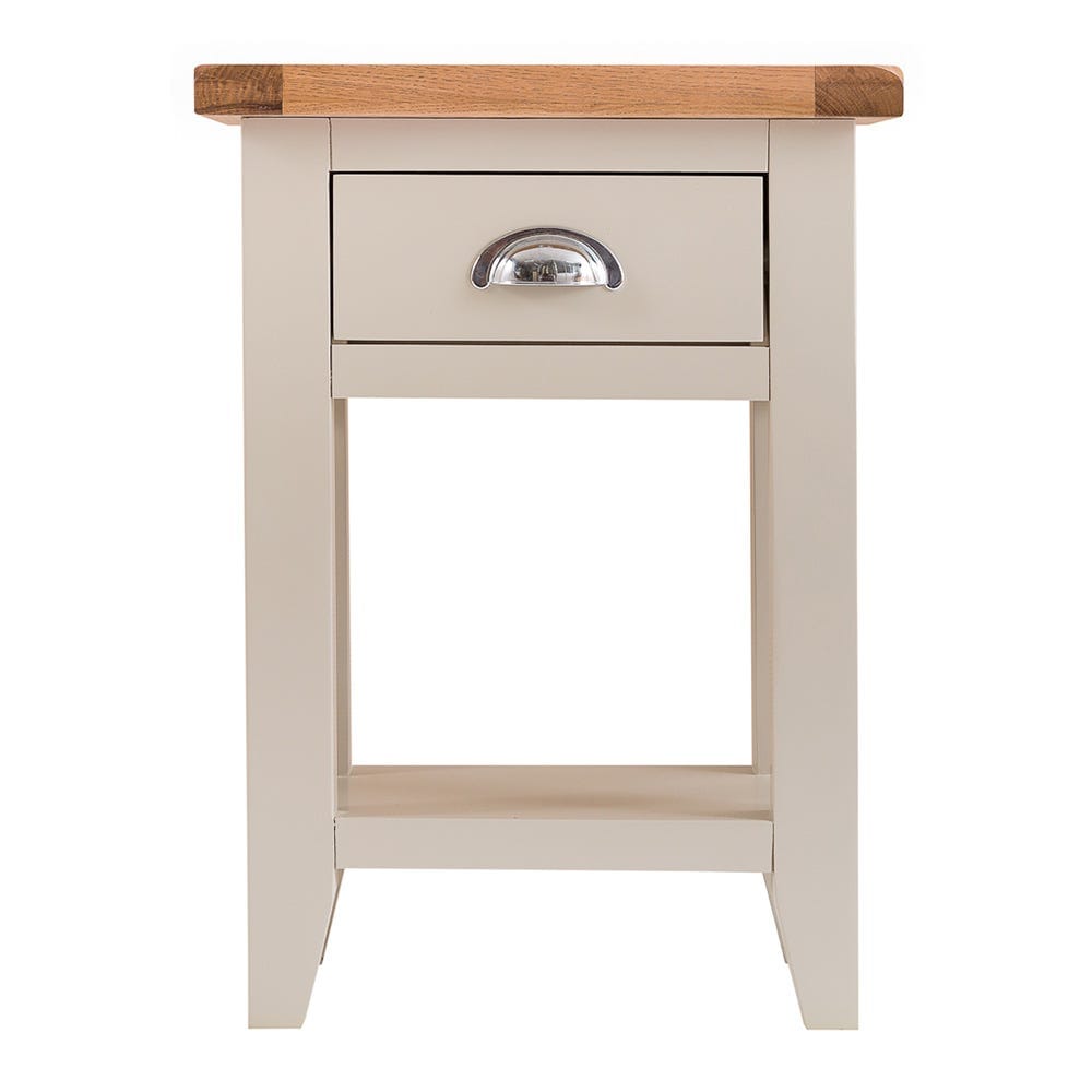 Chester Stone Painted Oak 1 Drawer Small Lamp Table