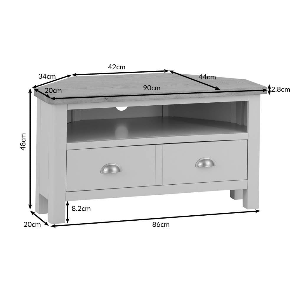 Rutland Blue Painted Oak Corner TV Unit