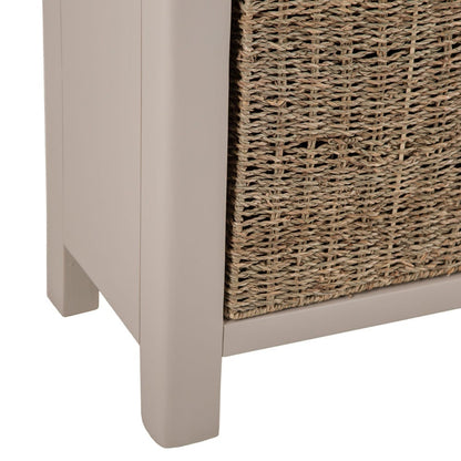 Rutland Painted Oak Hall Bench with Wicker Baskets