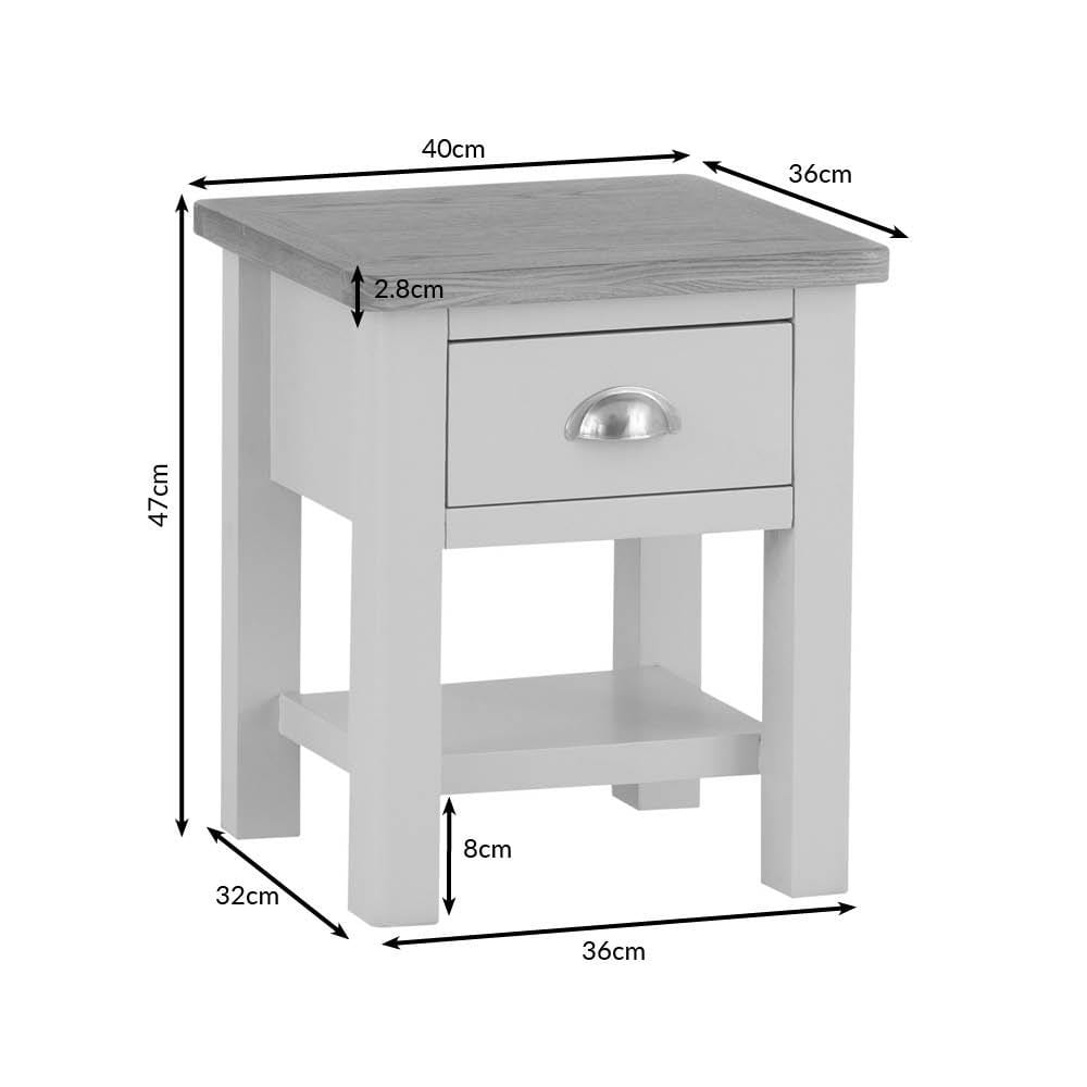 Rutland Painted Oak Lamp Table with Drawer