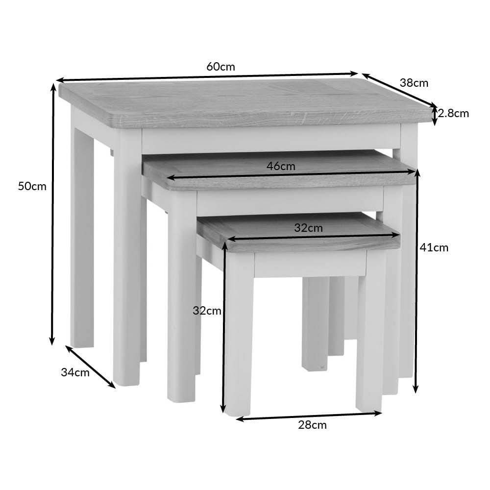 Rutland Painted Oak Nest of 3 Tables