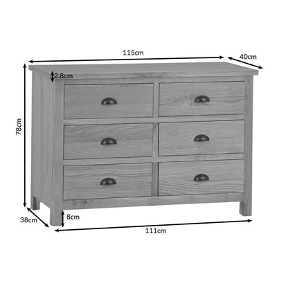 Rutland Oak Chest of 6 Drawers