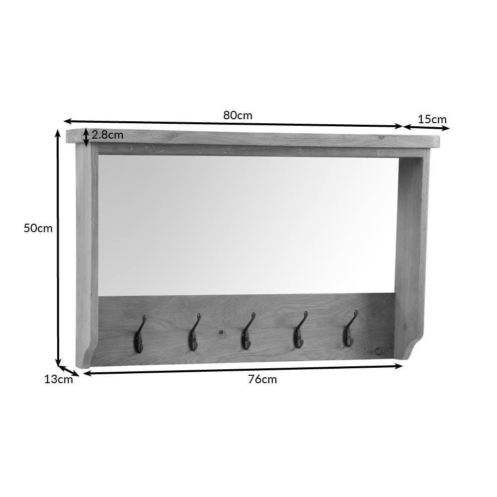 Rutland Oak Mirrored Coat Rack