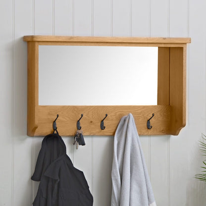 Rutland Oak Mirrored Coat Rack