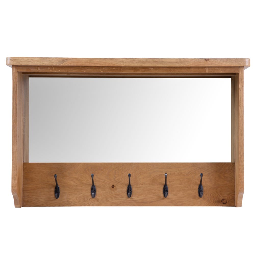 Rutland Oak Mirrored Coat Rack