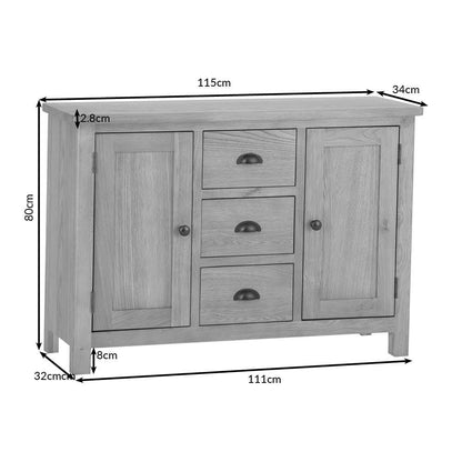 Rutland Oak 2 Door 3 Drawer Large Sideboard