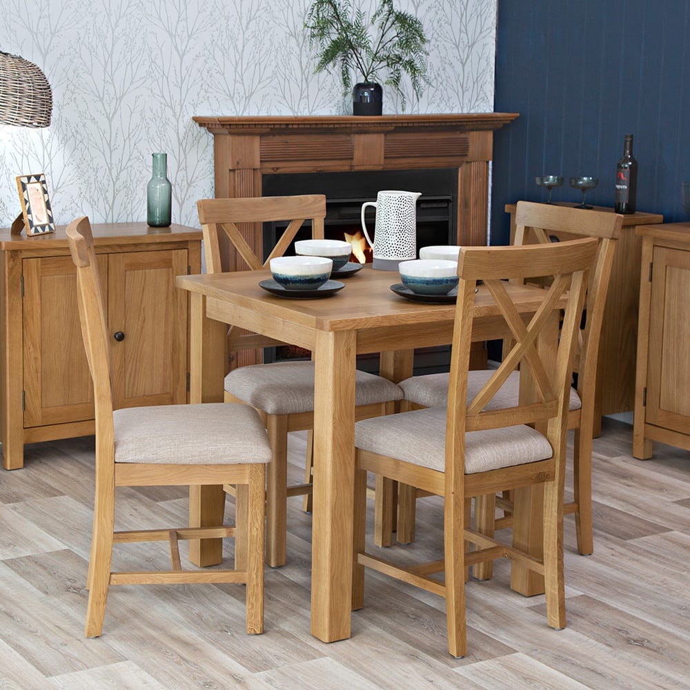 Rutland Oak Square Fixed Top Dining Table