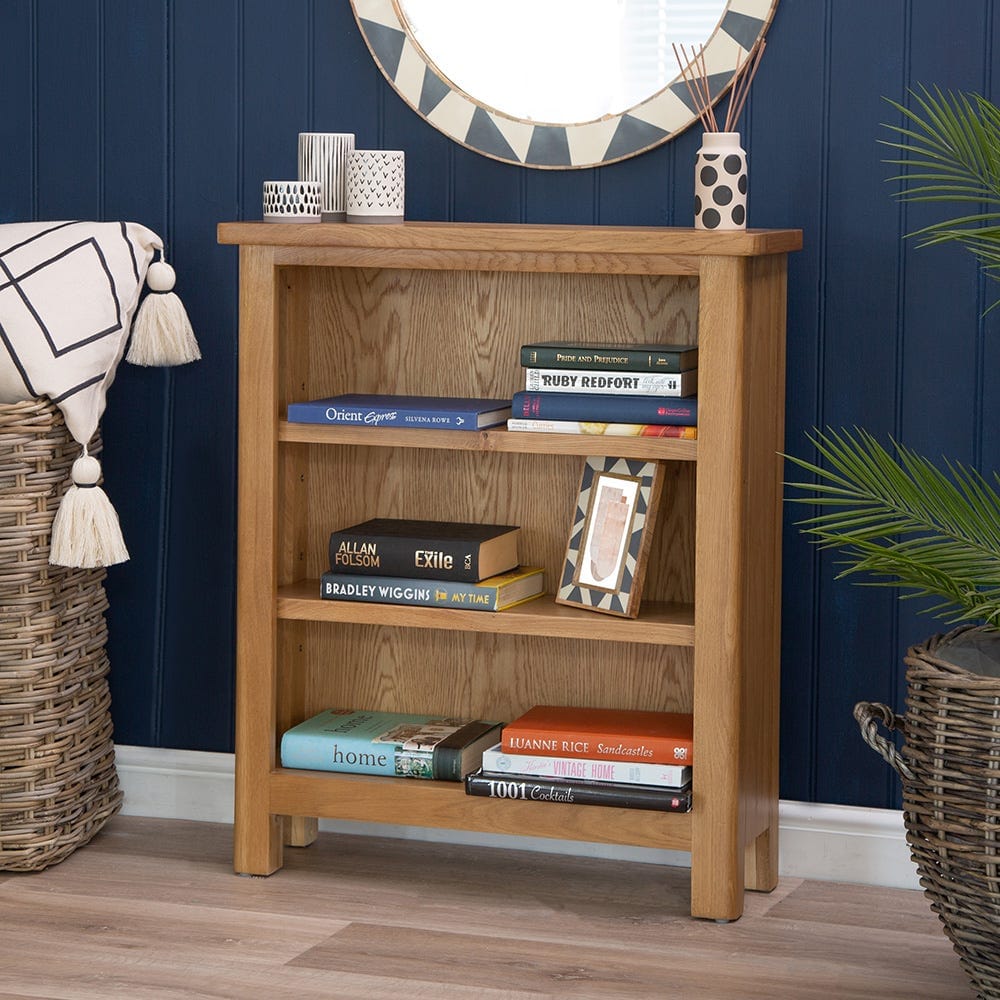 Rutland Oak Small Wide Bookcase