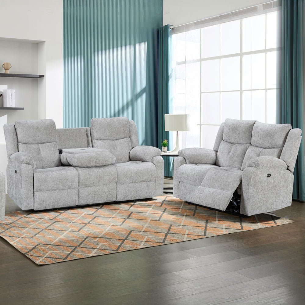 Rome Silver 2 &amp; 3 Seater Power Set - The Furniture Warehouse