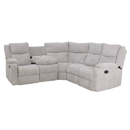 Rome Silver Manual Corner Sofa with Console - The Furniture Warehouse