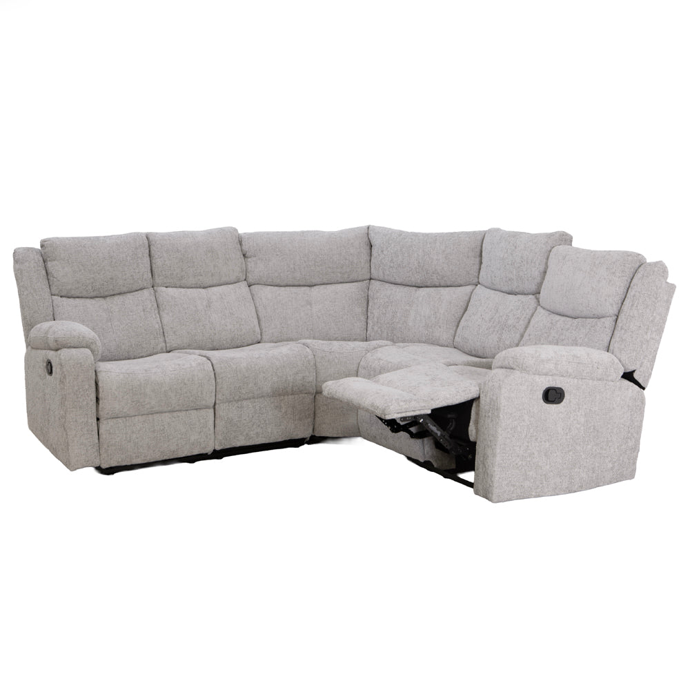 Rome Silver Manual Corner Sofa with Console - The Furniture Warehouse