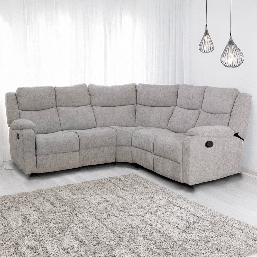 Rome Silver Manual Corner Sofa with Console - The Furniture Warehouse