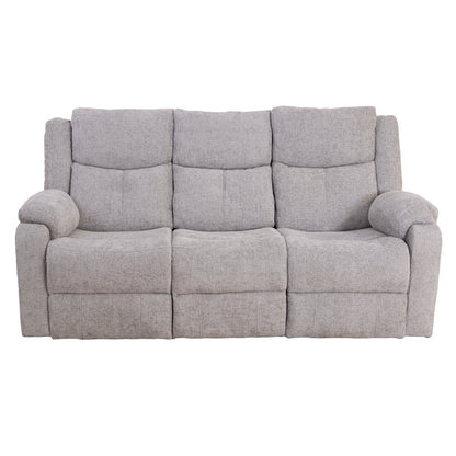 Rome Silver Manual Recliner 3 Seater Sofa with Console - The Furniture Warehouse