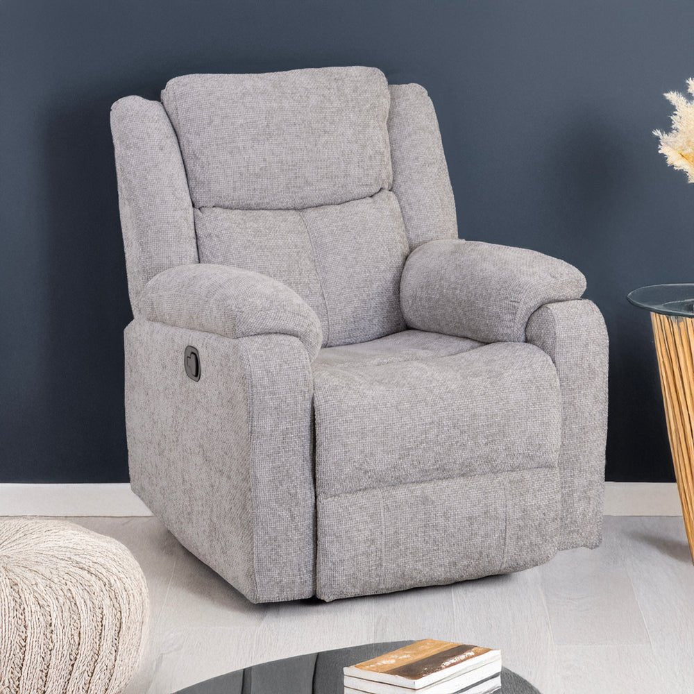 Rome Silver Manual Recliner Armchair - The Furniture Warehouse