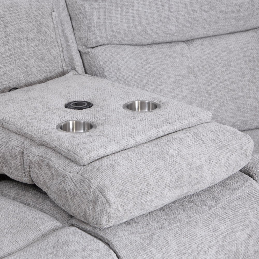 Rome Silver Power Corner Sofa with Console - The Furniture Warehouse