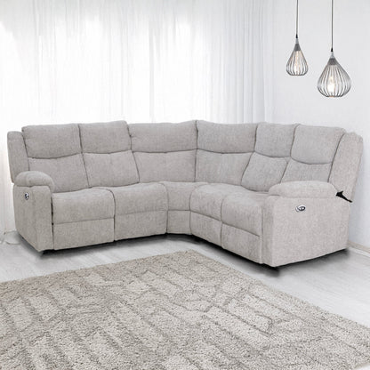 Rome Silver Power Corner Sofa with Console - The Furniture Warehouse
