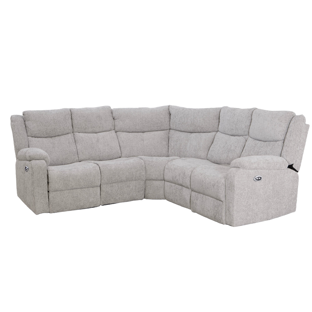 Rome Silver Power Corner Sofa with Console - The Furniture Warehouse