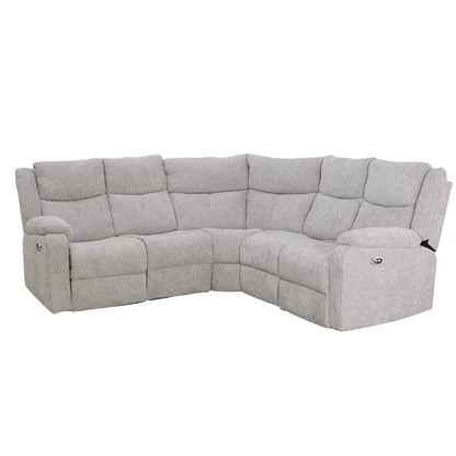 Rome Silver Power Corner Sofa with Console - The Furniture Warehouse