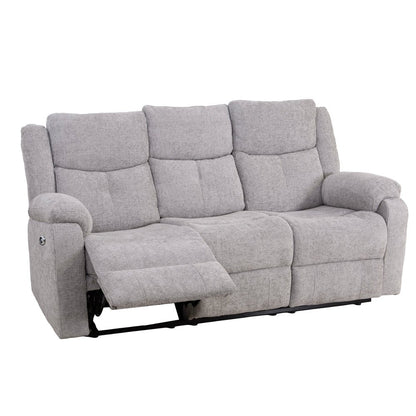 Rome Silver Power Recliner 3 Seater Sofa without Console - The Furniture Warehouse