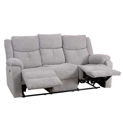 Rome Silver Power Recliner 3 Seater Sofa without Console - The Furniture Warehouse