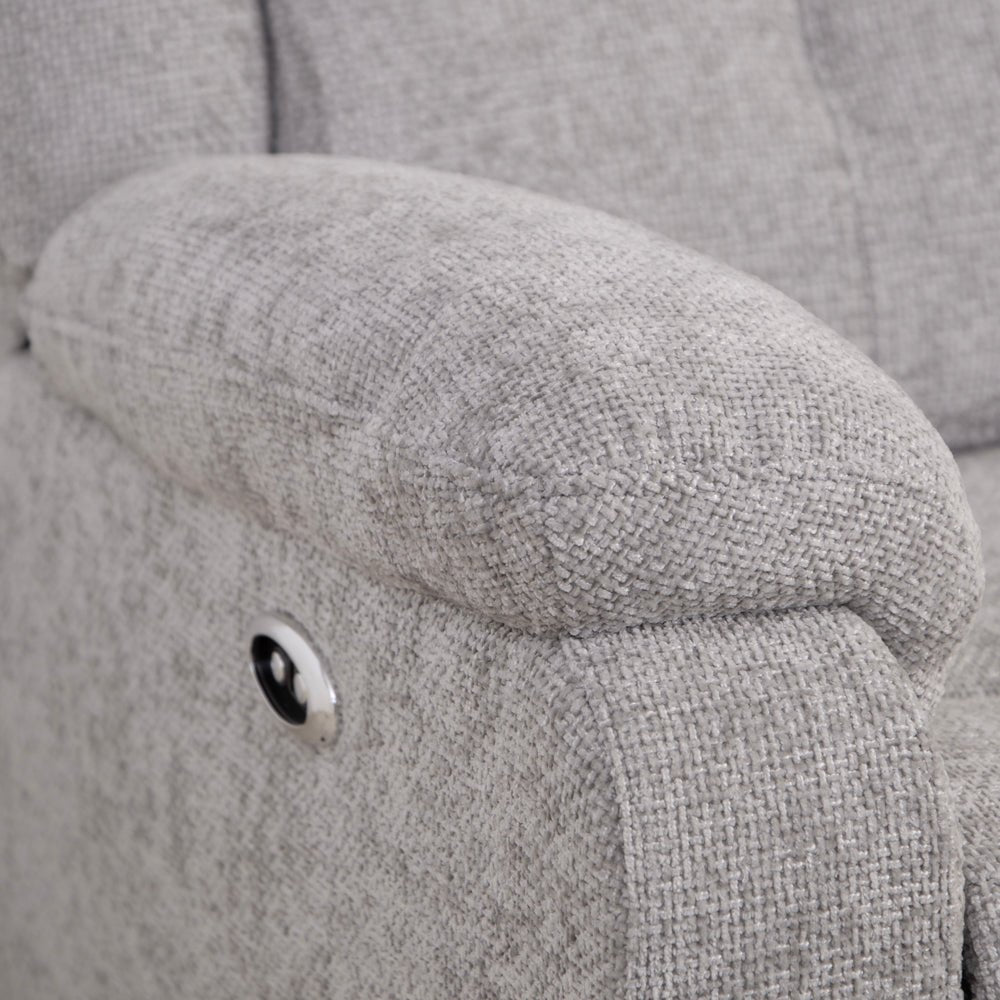 Rome Silver Power Recliner 3 Seater Sofa without Console - The Furniture Warehouse