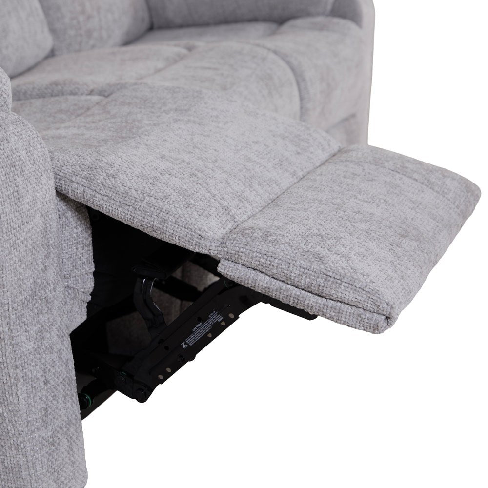 Rome Silver Power Recliner 3 Seater Sofa without Console - The Furniture Warehouse