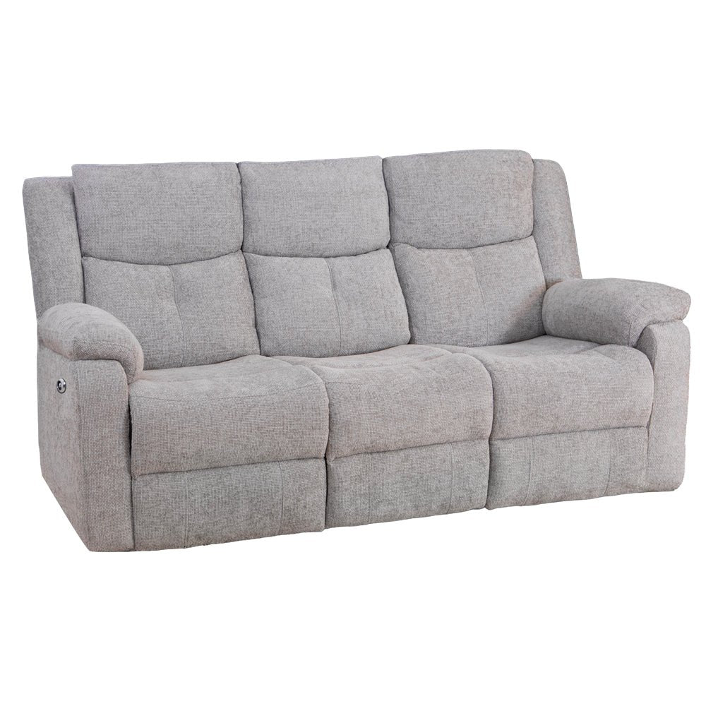 Rome Silver Power Recliner 3 Seater Sofa without Console - The Furniture Warehouse