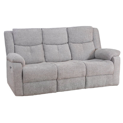 Rome Silver Power Recliner 3 Seater Sofa without Console - The Furniture Warehouse