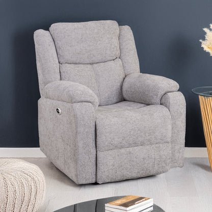Rome Silver Power Recliner Armchair - The Furniture Warehouse