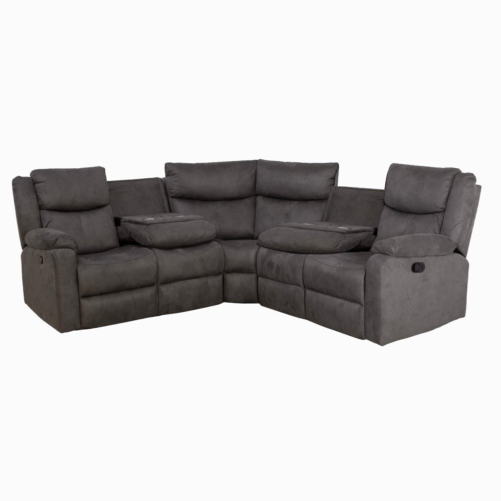 Rome Steel Manual Corner Sofa with Console - The Furniture Warehouse
