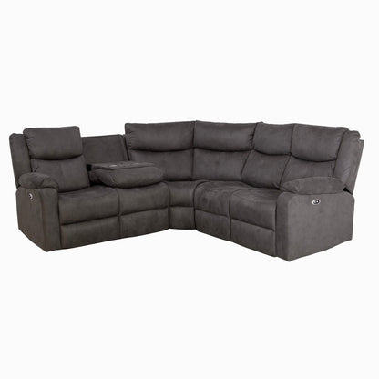 Rome Steel Power Corner Sofa with Console - The Furniture Warehouse