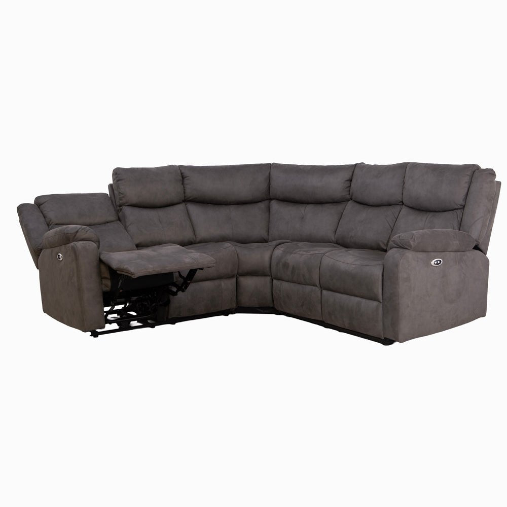 Rome Steel Power Corner Sofa with Console - The Furniture Warehouse