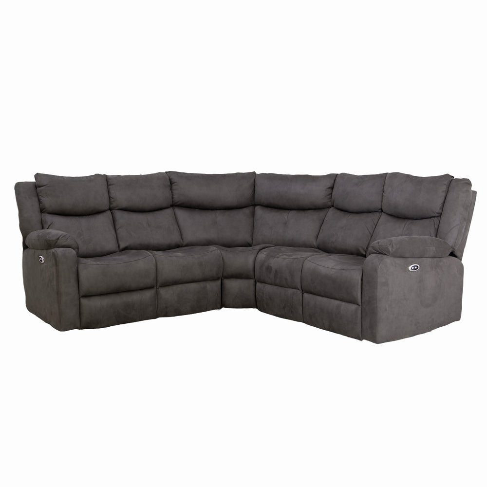 Rome Steel Power Corner Sofa with Console - The Furniture Warehouse