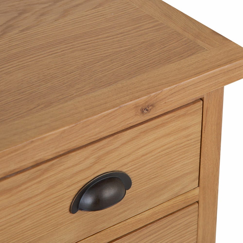 Rutland Oak 3 Drawer Large Bedside Table - The Furniture Warehouse