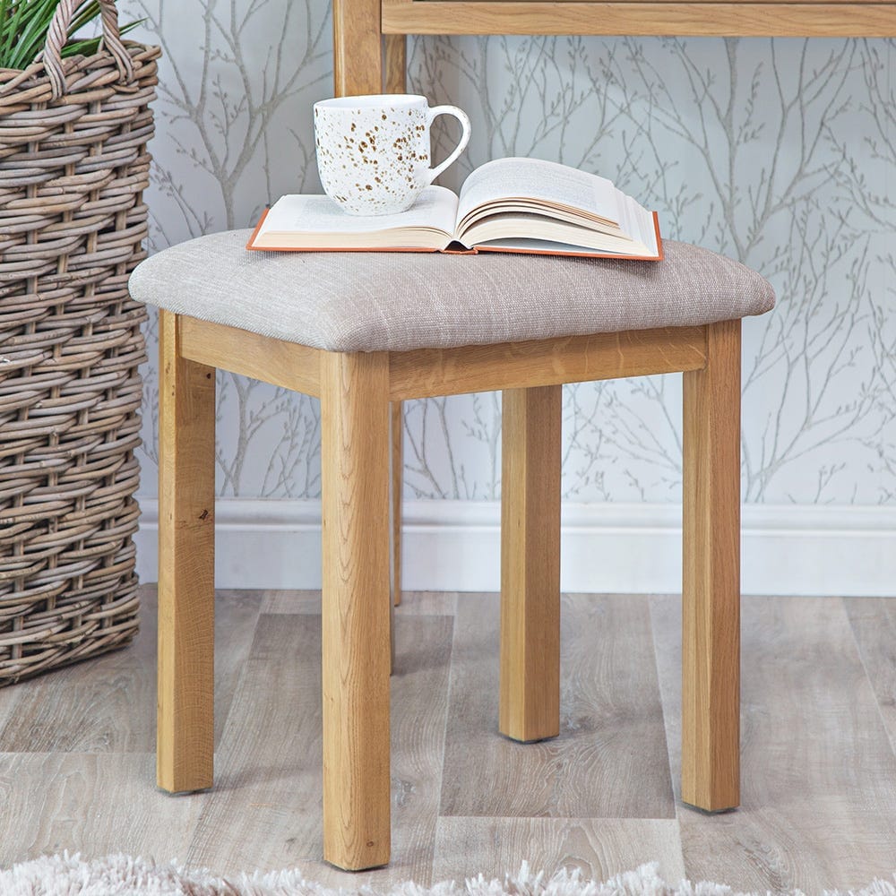 Rutland Oak Dressing Stool - The Furniture Warehouse