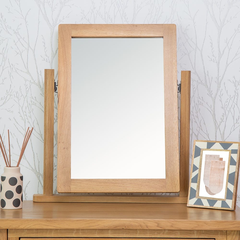 Rutland Oak Dressing Table Mirror - The Furniture Warehouse