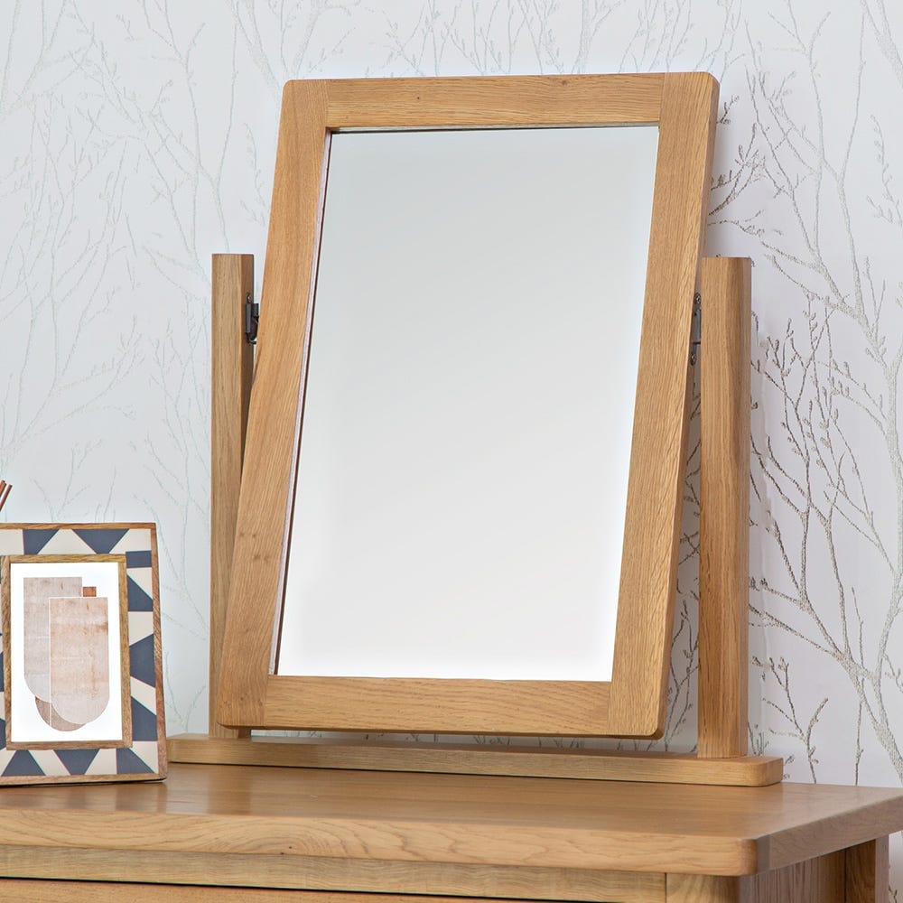 Rutland Oak Dressing Table Mirror - The Furniture Warehouse