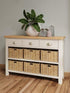 Rutland Painted Oak 3 Drawer 6 Wicker Basket Cabinet - The Furniture Warehouse