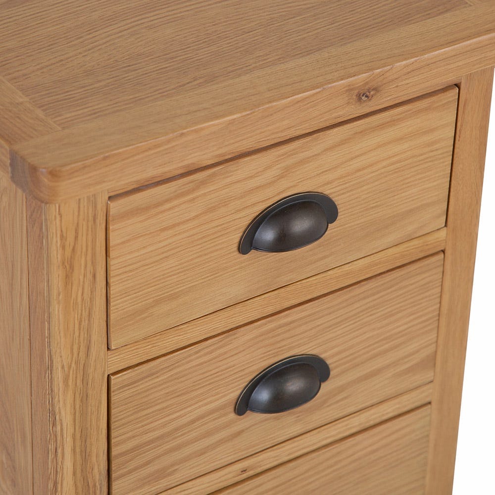 Rutland Oak 3 Drawer Large Bedside Table