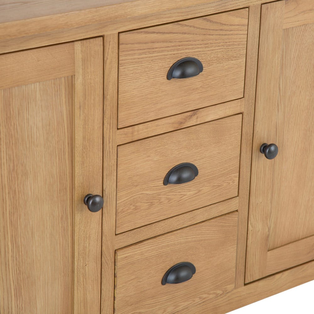 Rutland Oak 2 Door 3 Drawer Large Sideboard