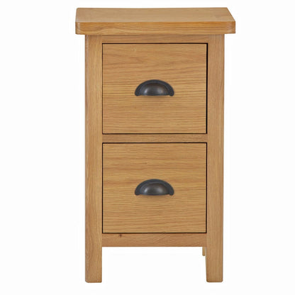 Rutland Oak 2 Drawer Slim Bedside Table