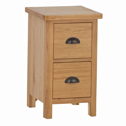 Rutland Oak 2 Drawer Slim Bedside Table