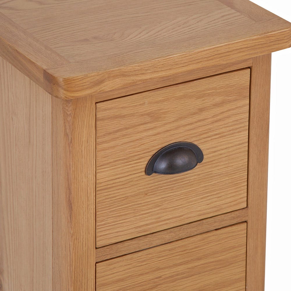 Rutland Oak 2 Drawer Slim Bedside Table