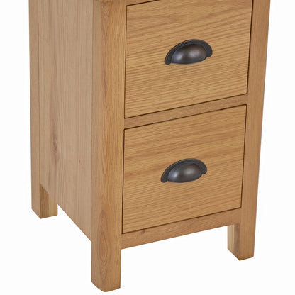 Rutland Oak 2 Drawer Slim Bedside Table