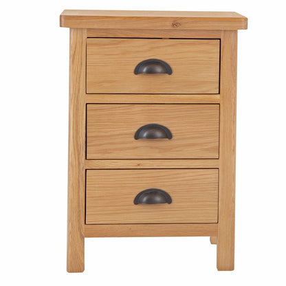 Rutland Oak 3 Drawer Large Bedside Table